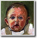 Oil painting of a baby's face